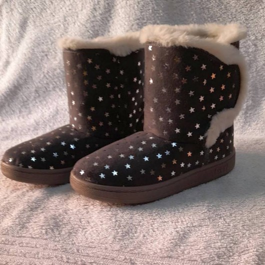 Чоботи для дівчинки сірі з аплікацією зірочки